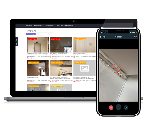registrere avvik og avvikshandtering med egen app